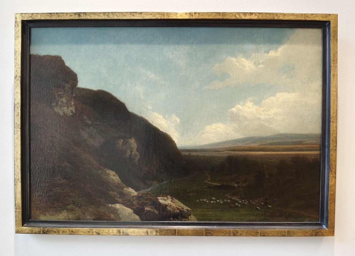 Meyer (Künstler 19. Jhdt.) "Landschaft mit Schafherde