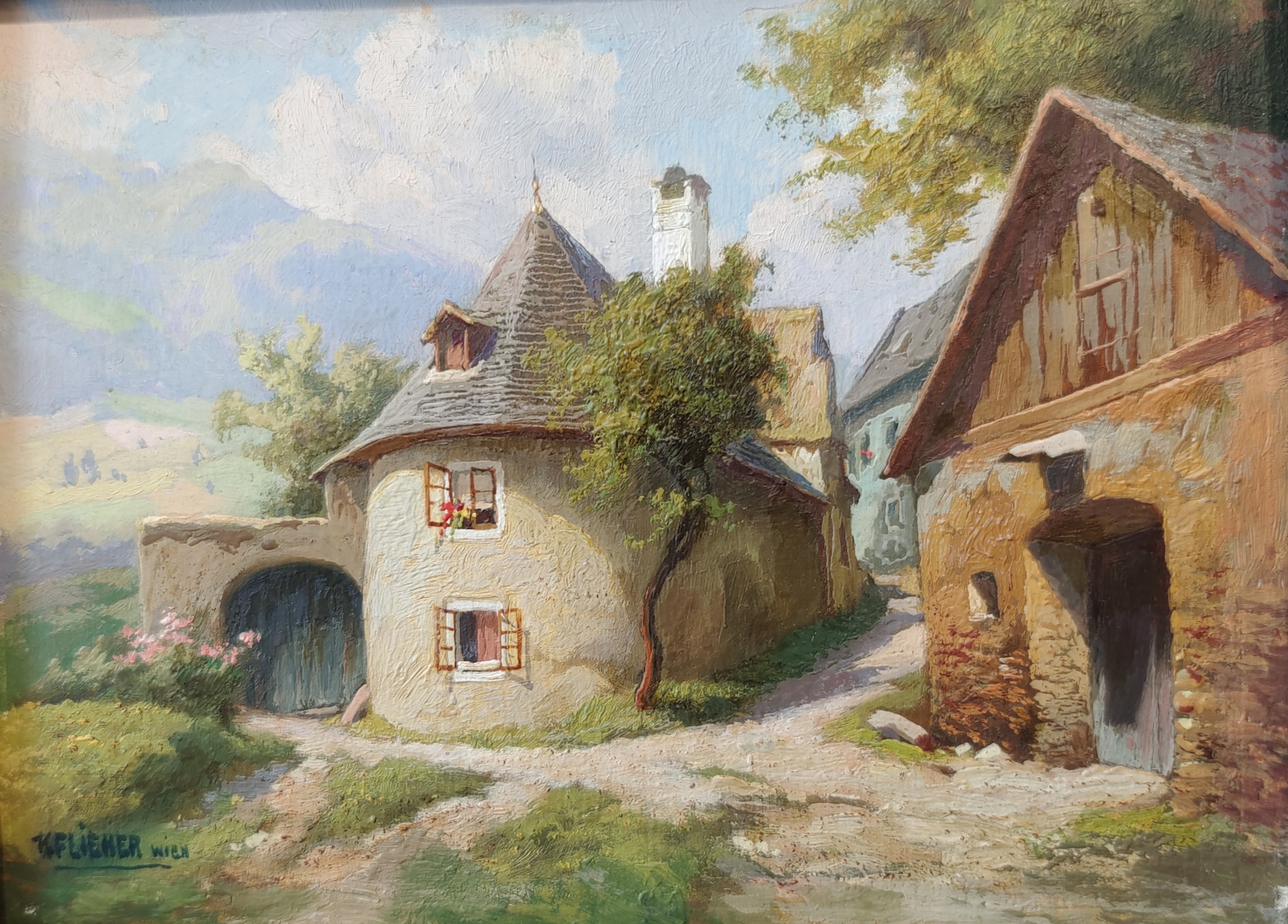 Flieher (1881 - 1958) "Das dicke Haus in Radlbach, Rondellenhof, Spitz an der Donau"