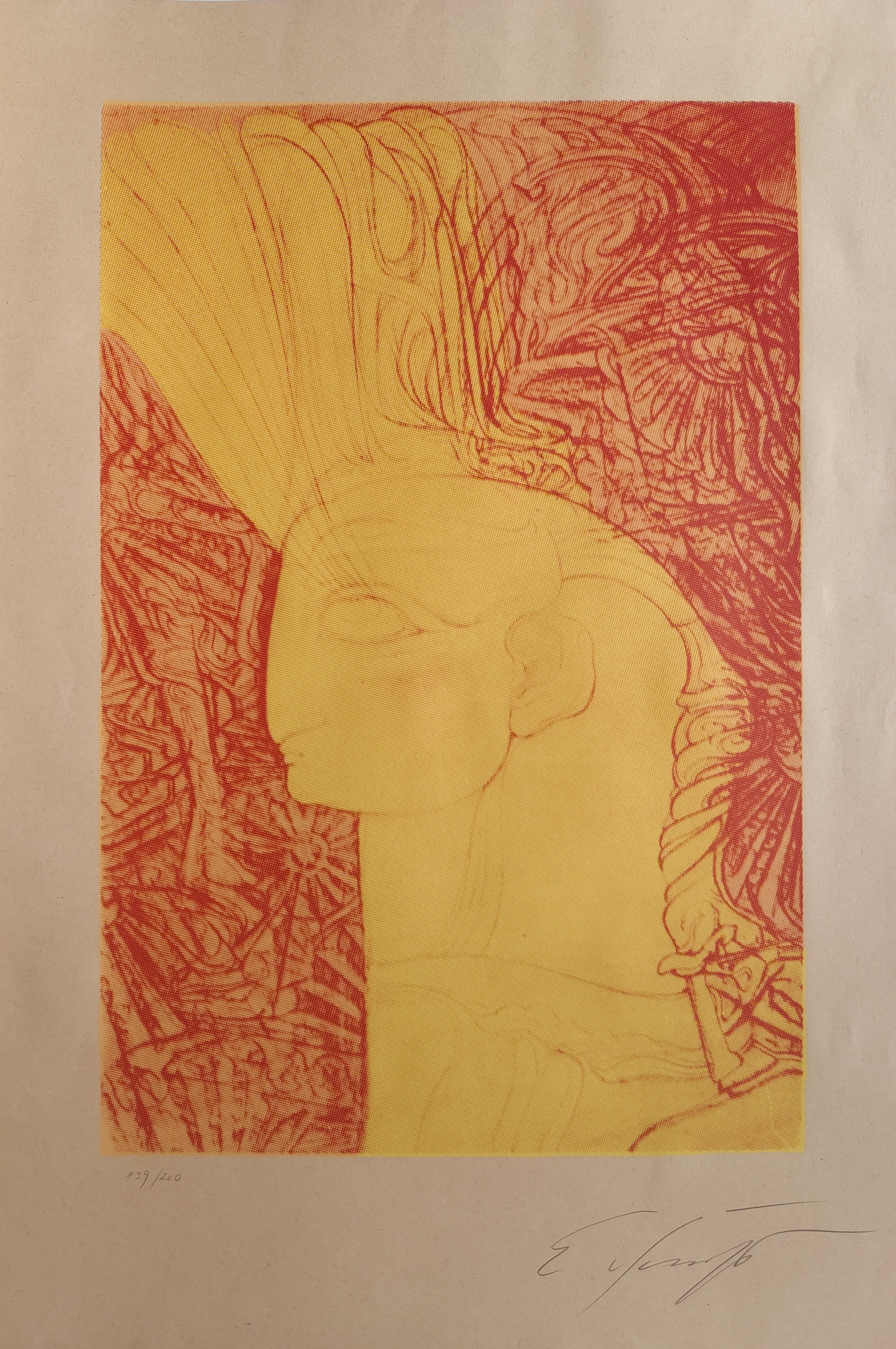  Fuchs (1930 - 2015) "Kopf eines Cherub gelb-rot"