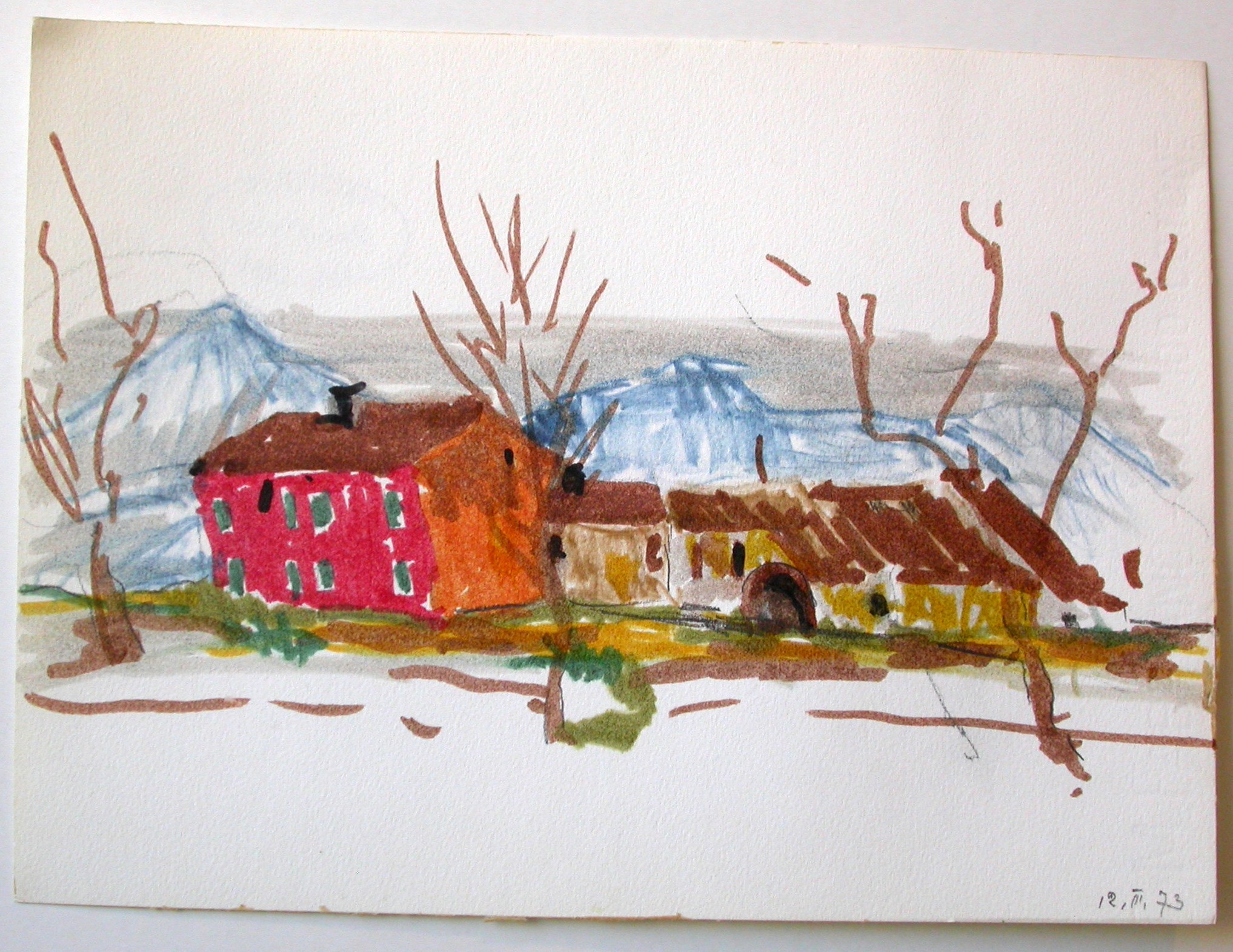 Ullik "Rotes Haus mit 3 Bäumen"