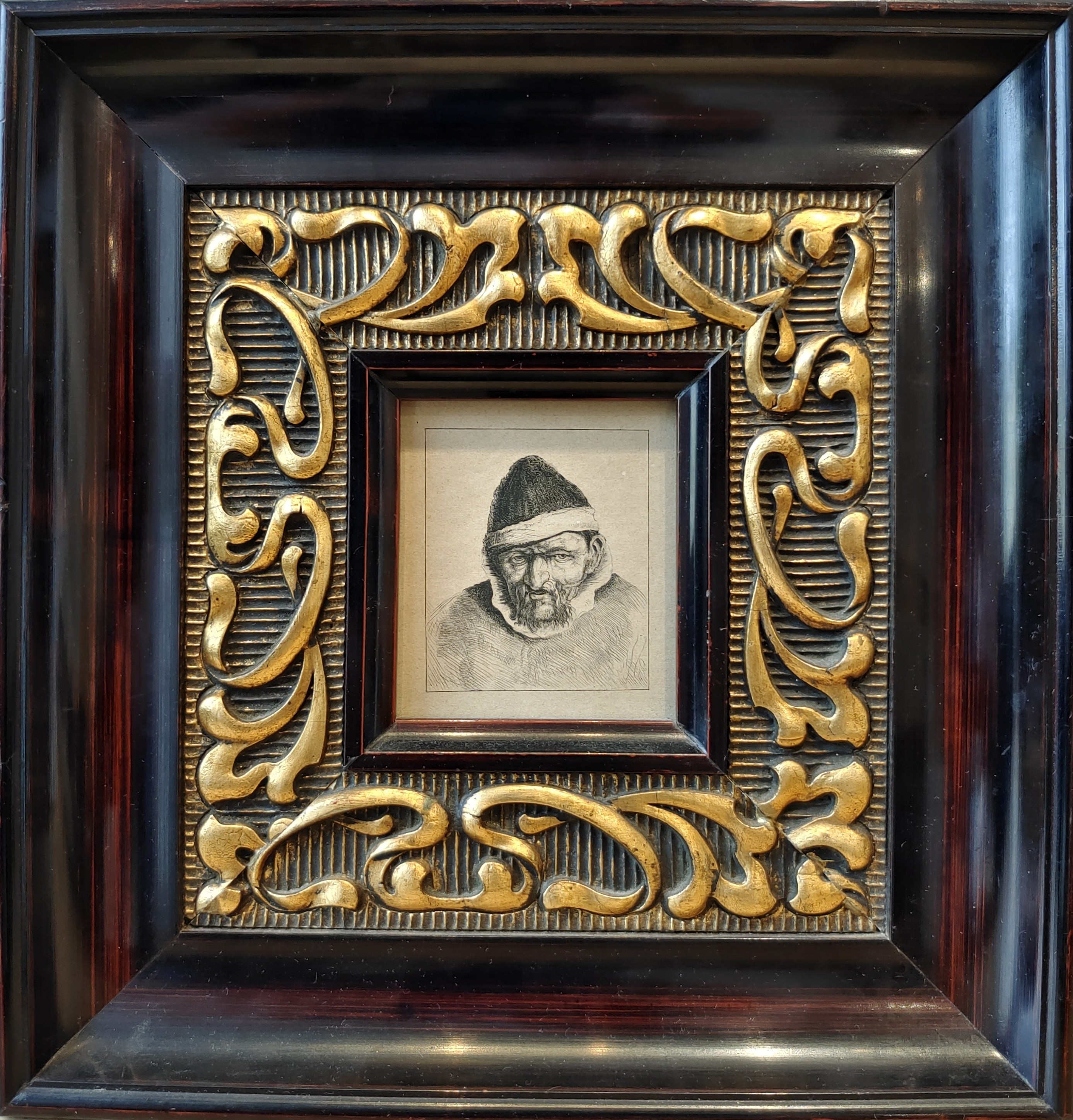 Ostade (1610-1685) "Brustbild eines Bauern mit spitzer Mütze"
