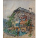 Faulhaber (1884 - 1952) "Alter Bauernhof mit blühendem Garten"